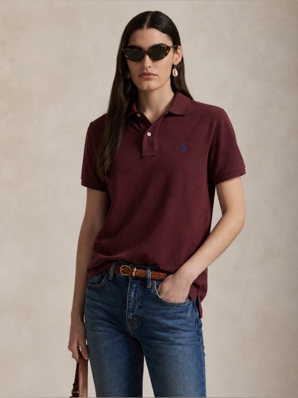 Polo by Ralph Lauren Classic Fit Women’s Wine Red/Burgundy Shirt w White Pony